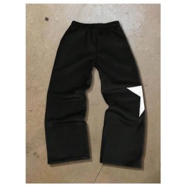 VIPWOLF Men's Baggy Sweatpants Y2k Star Graphic Print Stacked Wide Leg Jogger Pants Black X-Large