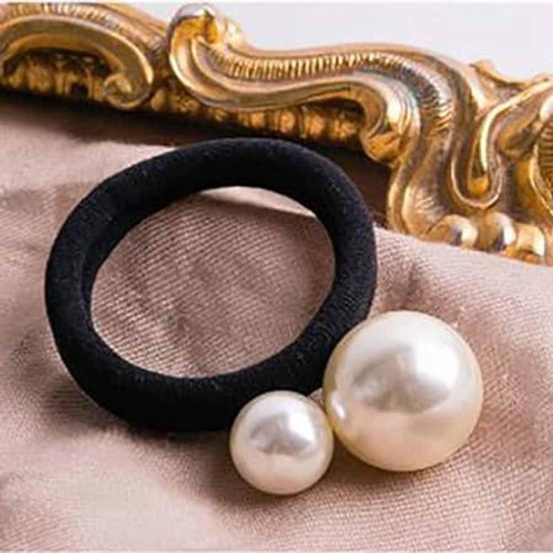SHTGOI Pack of 5 Pearl Hair Bobbles Cotton Elastic Hair