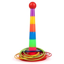 Ring Throwing Toy, Educational Toy, Colorful 12 Ring, Ball Holding Game, Convenient Storage, Tower Disassembles and Assembly, Indoor Play, For Children and Adults, Family Gatherings, Hands-on Training