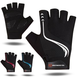 WESTWOOD FOX Cycling Gloves for Men Women, Breathable Half Finger Mountain Bike Gloves with Anti-Slip, Shock Absorbing Padded Palm, MTB Road Biking, Bicycle Gloves for Workout Sports (WHITE, XL)