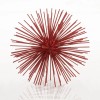 Homeroots 8" Red Spiked Iron Decorative Orb Tabletop Sculpture