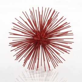 Homeroots 8" Red Spiked Iron Decorative Orb Tabletop Sculpture