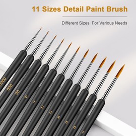 11 Pcs Detail Paint Brush Set, fine miniature paint brushes for detailing, Tiny Paintbrushes for Art Acrylic watercolour model nail face