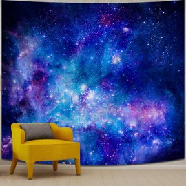 Apdidl Galaxy Space Backdrop Tapestry for Bedroom Aesthetic, Blue Purple Night Starry Sky Stars Universe Ceiling Tapestry, Mysterious Nebula Wall Hanging Room Decor for Living Room Dorm 51'' x 60''
