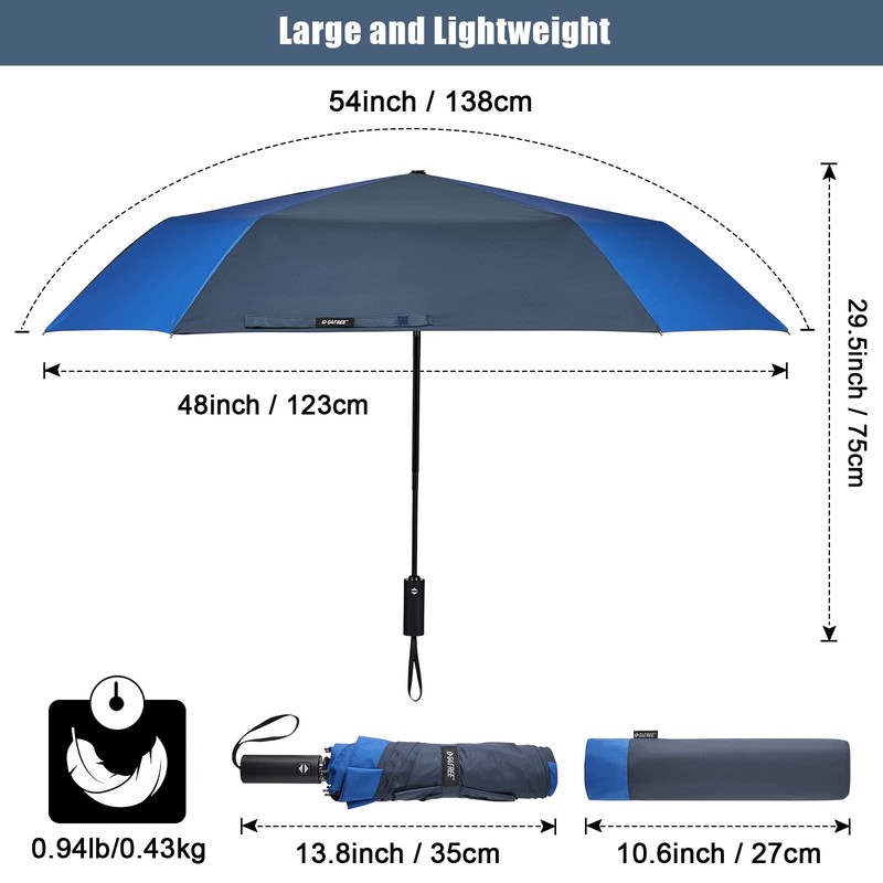 G4Free 54 Inch Large Golf Umbrella Automatic Square 3 Folding