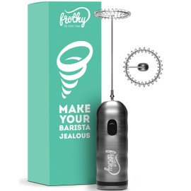 Café Casa Milk Frother for Coffee - 2 Speed Handheld, Battery Operated, Stainless Steel Drink Mixer & Mini Foam Maker - Electric Whisk for Coffee, Lattes, Hot Chocolate, and Shakes