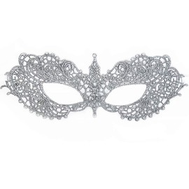 BeyondMasquerade Anastasia Inspired Lace Rhinestones Masquerade Mask (Silver)