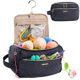 MYBAGZING Crochet Bag Organizer, Small Crochet Storage Bag with Hanging Hook, Yarn Bags for Crocheting, Yarn Holder Organizer,Knitting Bag,Yarn Tote for Crochet Accessories, Crochet Gift Mothers Day