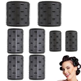 Pack of 8 Thermal Hair Rollers, Thermal Rollers, Reusable Hair Rollers for Short Hair, Medium Hair, Long Hair, Various Sizes (Black)