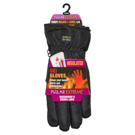 Polar Extreme HEAT WOMENS WATERPROOF SHERPA LINED SKI GLOVE M/L - BLACK