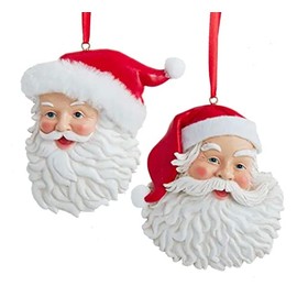Fabric Santa Head Ornaments, 2 Assorted