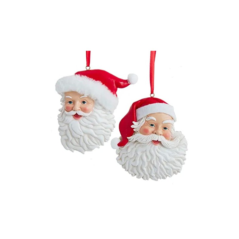 Fabric Santa Head Ornaments, 2 Assorted