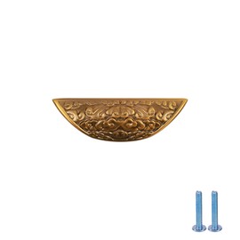 Tighall Half Moon Drawer Bin Cup Finger Pull Handles with Engraved Pattern,2.5” Hole Distance,Retro Cabinet Hardware (Brown,4pcs)