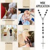 Herdear Black Rosary Beads Catholic Crucifix Necklace for Men Women