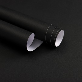 Froluya Black Wallpaper Peel and Stick 16 inch x 393.7 inch Contact Paper Matte Removable Waterproof Black Peel and Stick Wallpaper Self-Adhesive Contact Paper for Cabinets Bedroom Bathroom