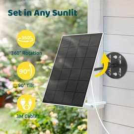 NETVUE Solar Panel for Bird Feeder Camera only, Type-C Charger, IP65 Waterproof for Outdoors, 3W Continuously Power Supply, 360° Swivel Bracket