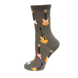 HOTSOX Kids Guitars Socks 1 Pair, Charcoal Heather, Kids L/XL