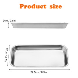 Biugaaufai 20 Pack Stainless Steel Surgical Tray, 8.86 x 4.72 Inch Small Surgical Trays, Stainless Steel Medical Tray for Lab Instruments Organizer