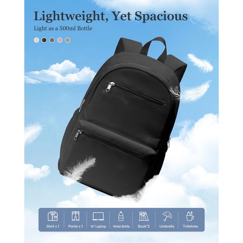WEPOET Lightweight School Backpack for Women Men, Multi Pocket Backpack
