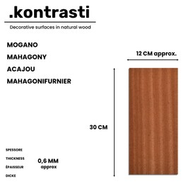Contrasting Mahogany Veneer x 8 Sheets Dimensions 30cm x 12cm x 0.6mm Veneer For: Model Making, Furniture, Restoration, DIY (Approx. 30cm x 12cm)