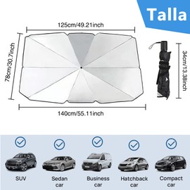 KITCHEN CHOICE Parasol para Auto,Parasol para Auto Parabrisas 55"X30",Refleja Los Rayos UV y Protege Salpicadero del Sol,para Sol Automovil Plegable,Se Adapta a la Mayoría de Los Vehículos