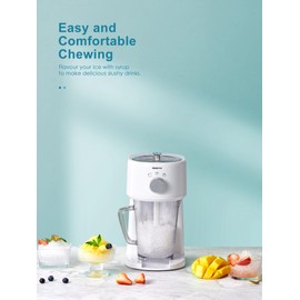 Reemix Shaved Ice Machine, Electric Ice Shaver and Snow Cone Machine with Large Capacity Storage, Portable Ice Crusher Ice Thickness Can be Adjusted (White)
