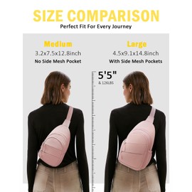 Crossbody Bags for Women, Sling Bag for Men, Small Hiking Backpack Anti Theft Lightweight for Outdoors Travel (L, Pink)