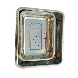 Natiqind Medical Surgical Trays & 3pcs Dental Tools Stainless Steel Dental Instruments Tray Organizer Holder Sterilization Plate Trays Box with Lid & Handle Grip (Large) Silver