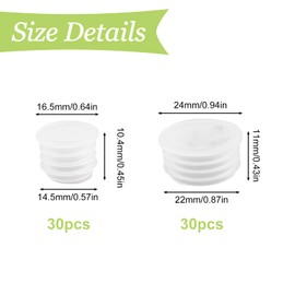 UFURMATE Salt Shaker Stoppers, 60Pcs Plastic Salt Shaker Plugs Transparent Salt Pepper Shaker Stoppers Round End Cap Replacement for Flower Pots Bottles Pipes (2 Size)