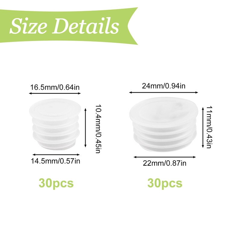 UFURMATE Salt Shaker Stoppers, 60Pcs Plastic Salt Shaker Plugs Transparent