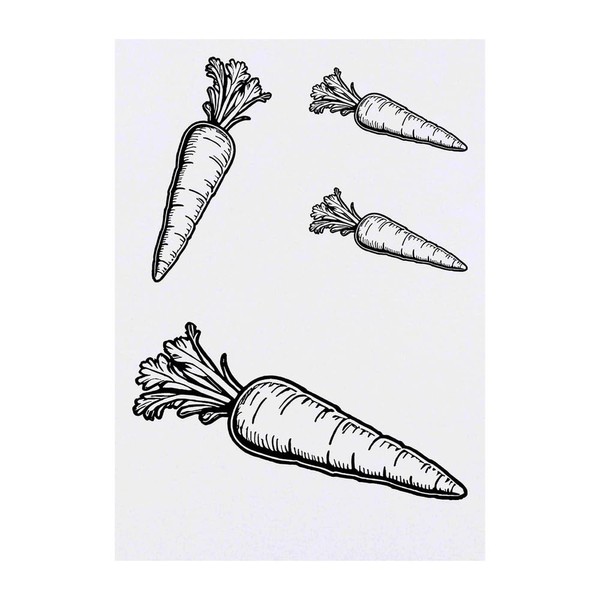 Azeeda 4 x 'Gartenkarotte' Temporäre Tattoos - Wasserfest, Hautfreundlich &