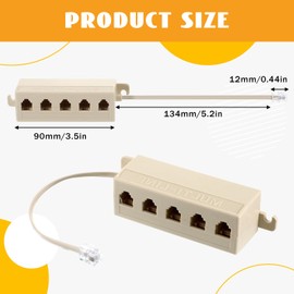 Zelphvt Phone Jack Splitter Five Way Phone Splitter for Landline RJ11 6P4C Telephone Splitters Male to 5 Female Outlet Ports Sockets for Telephone, Landline, Fax Ivory