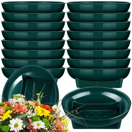 Karenhi 18 Pcs Green Design Bowls for Flower Arrangements, Large Size 6.3 Inch Round Floral Bowls Supplies for Arrangements DIY Floral Centerpieces Memorial Day Wedding Party Decorating
