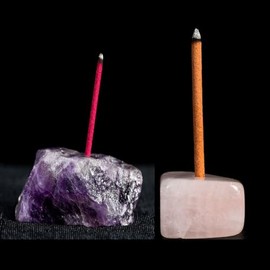 Leadigol Crystal Incense Burner Holder,2Pcs Incense Holder Meditation Incense Holder for Sticks, Healing Crystal Stone Incense Stick Holder