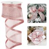 LIZLOVESS Rose Gold Christmas Ribbon Wired 2.5 Inch Metallic Rose