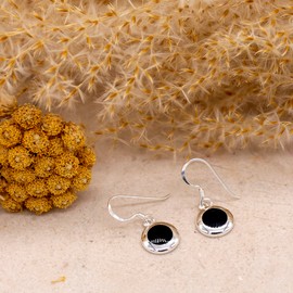 Tuscany Silver Women's Sterling Silver Round Black Onyx 10 x 26 mm Drop Earrings