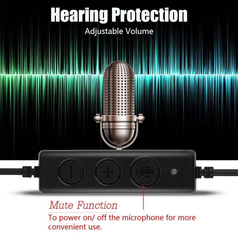 Call Center USB Headset Noise Cancelling 360° Rotation Earmuffs Mute