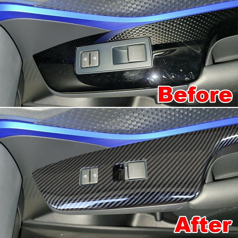 ruihe 4pc Carbon Fiber Color Automobile Door Window Control Panel