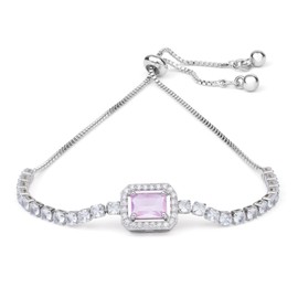 CISEI Bracelets Jewelry Gifts for Women - Gold Silver Trendy Fashion Adjustable Pink Crystal Link Bangle Bracelet Birthday Gifts for Women, One Size, Copper Crystal, Cubic Zirconia