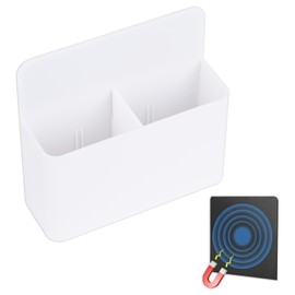 Shpucise Black Magnetic Pen Marker Holder with Adjustable Pad, Remote Control Holder Adjustable Fits Fridge Refrigerator Whiteboard Locker for Office Home School (White)