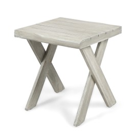 Christopher Knight Home Estelle Indoor Farmhouse Acacia Wood Side Table, Sandblast Light Grey