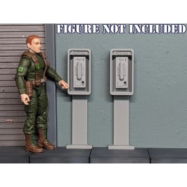 Unbranded 1/18 Scale Standing Payphone - Prop for 3.75" action figure diorama (set of 2)