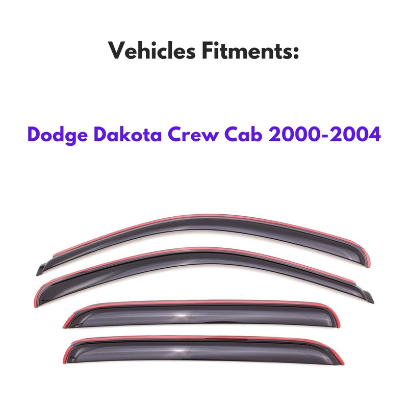 KPY Window Visor Compatible with Dodge Dakota Crew Cab 2000-2004,