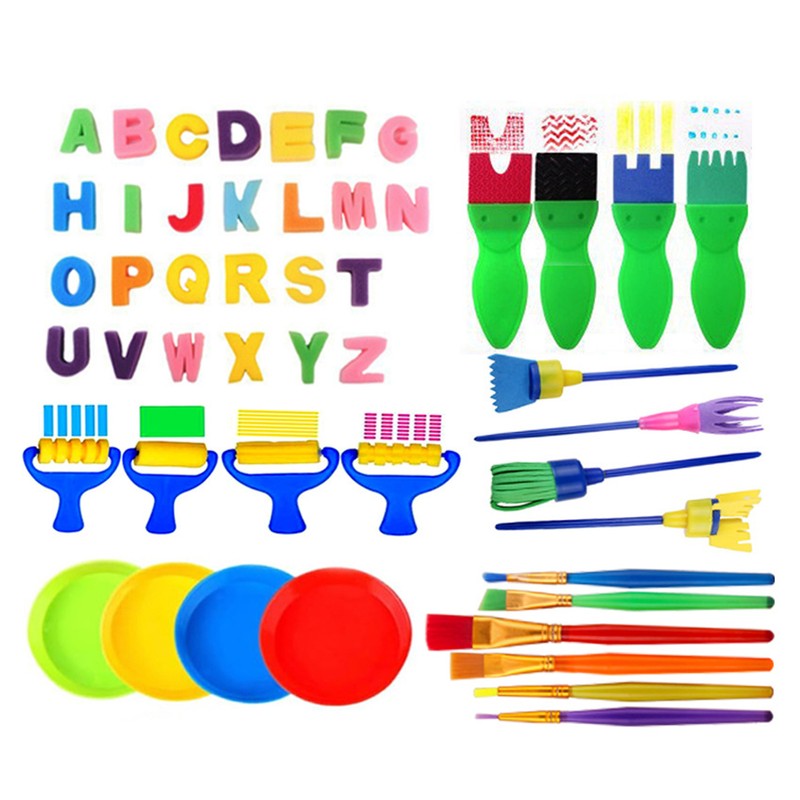 48Pcs Kids Paint Brushes Set Painting Drawing Stamp Kit Fun
