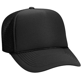 OTTO Polyester Foam Front 5 Panel Pro Style Mesh Back Trucker Hat - Black