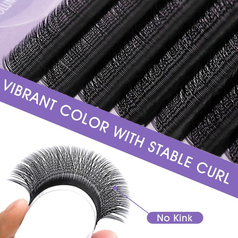 Natuhana Eyelash Extensions, YY-Shaped, 0.07 C Curl, 8-14 mm Volume,