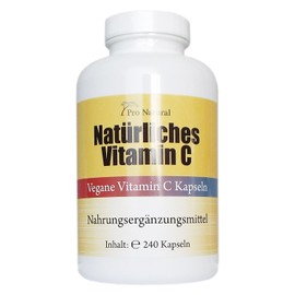 Natural Vitamin C - from Natural Sources Acerola Extract and Rosehip Extract - 240 Capsules 100% Vegan