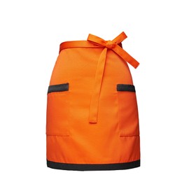 Kaslaider Waist Apron with 2 Pockets for Women Men, Waiter Apron Front Tie, Short Half Apron, Cooking Apron Kitchen Apron Waiter's Apron for Home Chef Bar Bistro Cafe Restaurant, Orange & Black