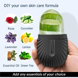 Ice Roller for Men, RoseFlower Ice Roller for Face and Eyes,Reusable Ice Mold for De-Puff, Reduce Redness, Shrink Pores, Face Massage, Beauty Skin Care for Men Women, Black