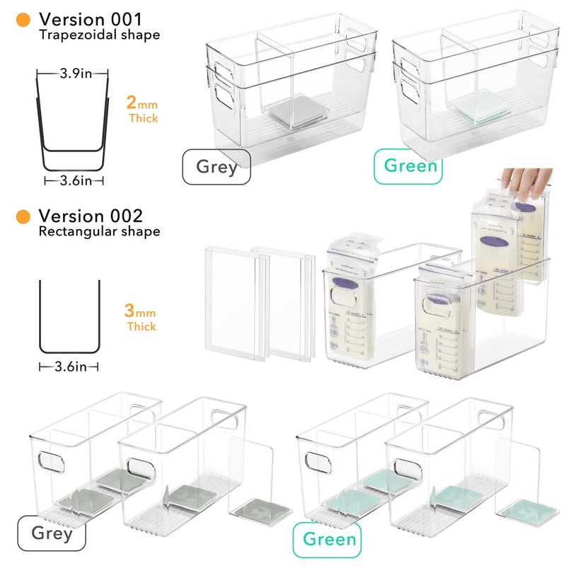 Breastmilk Storage Container with L Shaped Separator Boards, Dividers Will